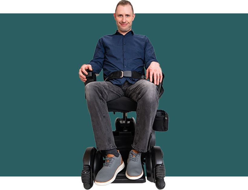 Portrait of a man sitting in a wheelchair.